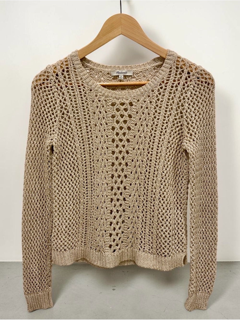 Madewell Open-Weave Crewneck Sweater in Neutral Beige